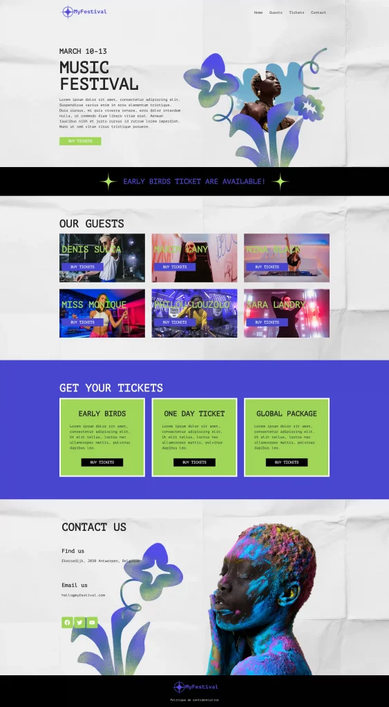 Image d'une création d'un site web "festival "